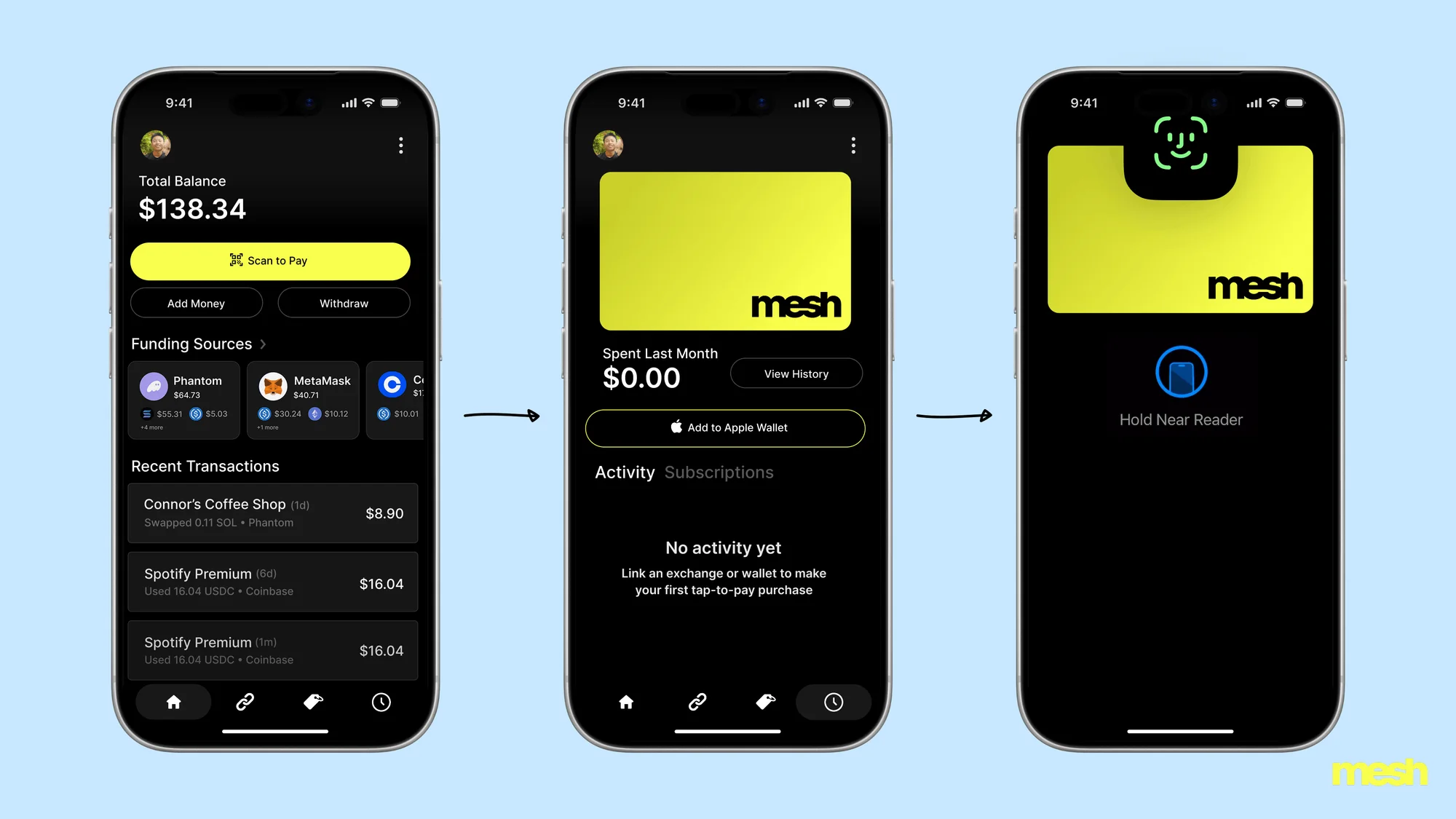 Web3 payment app prototype mockup